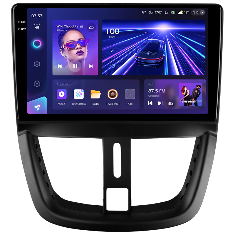 Festplattenradio Teyes CC3 4+64 GB für Peugeot 207 (2006–2015), 9 Zoll, 2DIF