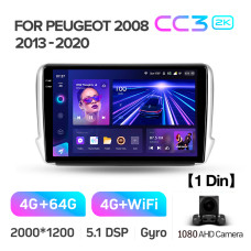 Android head unit Teyes CC3 4+64 Gb Peugeot 2008 1 208 (1 Din) 2013-2020 10" 1din 2k