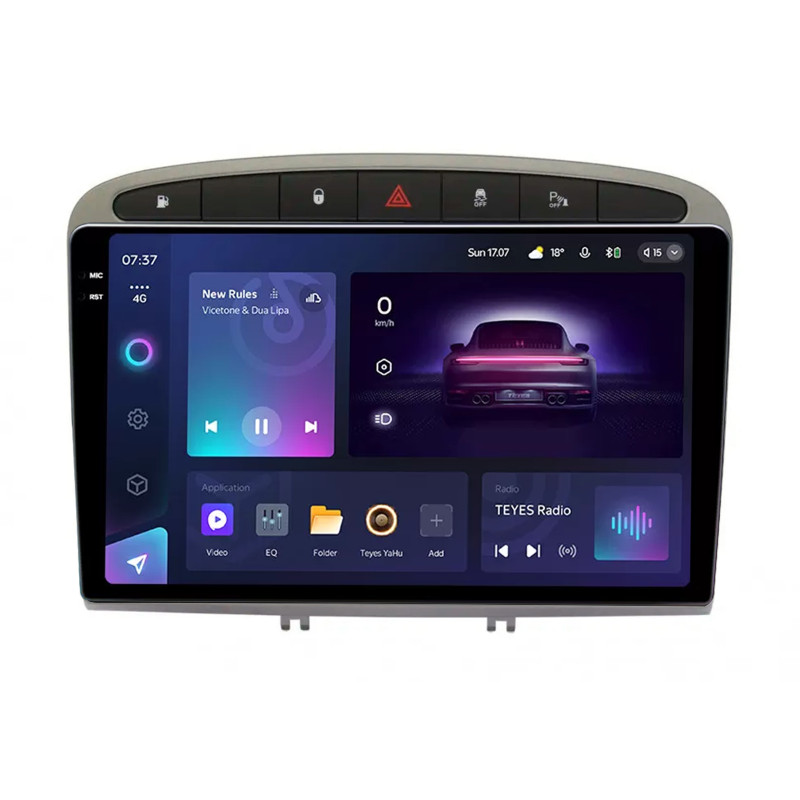 Fest eingebaute Magnetophon (Radio) Teyes CC3 4+64 GB für Peugeot 408 1 T7 (2012–2020) und Peugeot 308 (2007–2015) Silber, 9 Zoll, 2DIN