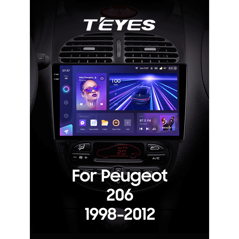 Android head unit Teyes CC3 6+128 Gb with 360° surround view° Peugeot 206 1998-2012 9" 2k (L1)