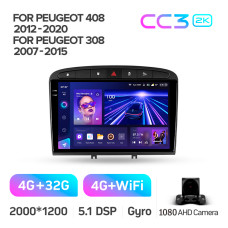 Android head unit Teyes CC3 4+32 Gb Peugeot 408 1 T7 2012-2020 For Peugeot 308 2007-2015 9" 2k