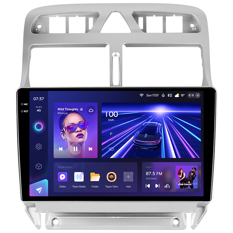 Android head unit Teyes CC3 6+128 Gb with 360° surround view° Peugeot 307 1 2001-2008 9" 2k