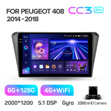 Android head unit Teyes CC3 6+128 Gb Peugeot 408 2014-2018 10" 2k