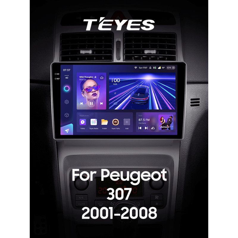 Android head unit Teyes CC3 6+128 Gb with 360° surround view° Peugeot 307 1 2001-2008 9" 2k