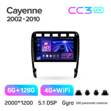 Android head unit Teyes CC3 6+128 Gb with 360° surround view° Porsche Cayenne I 1 9PA 2002-2010 9" 2k (L1)