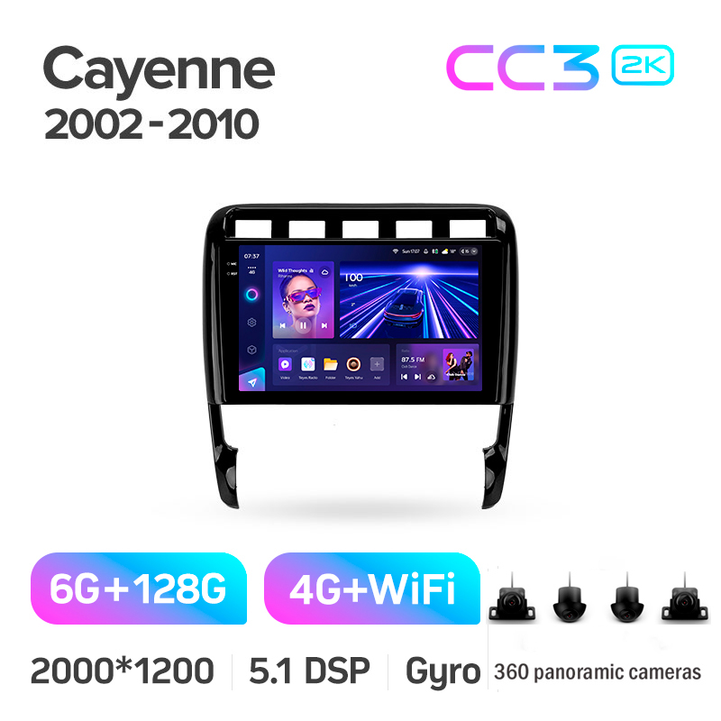 Android head unit Teyes CC3 6+128 Gb with 360° surround view° Porsche Cayenne I 1 9PA 2002-2010 9" 2k (L1)