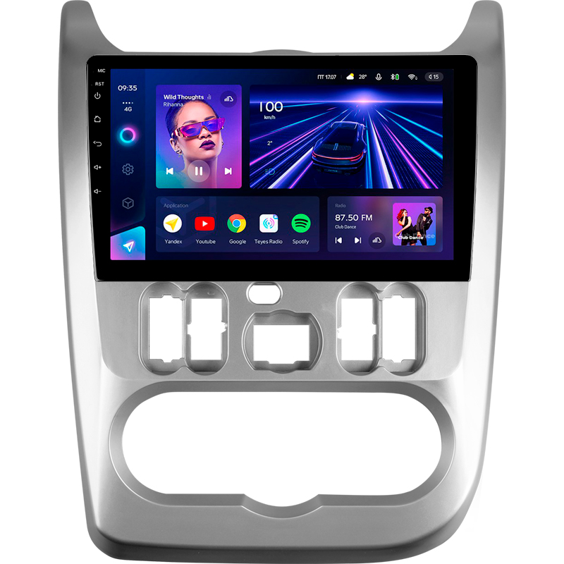 Android head unit Teyes CC3 4+32 Gb Renault Logan 1 Sandero For Dacia Duster 2009-2017 9"
