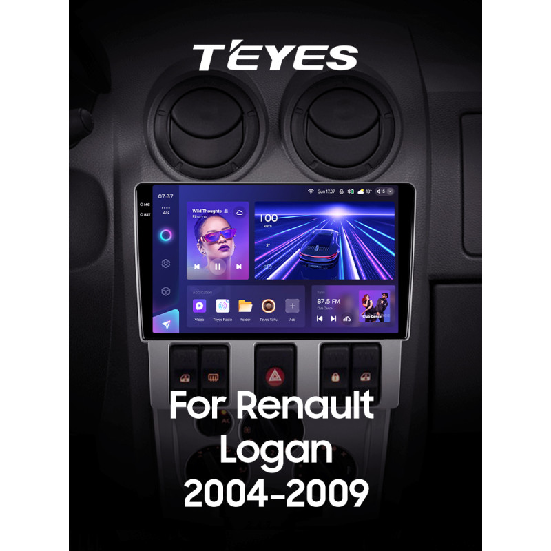 Android head unit Teyes CC3 4+64 Gb Renault Logan 1 2004-2009 9" 2k
