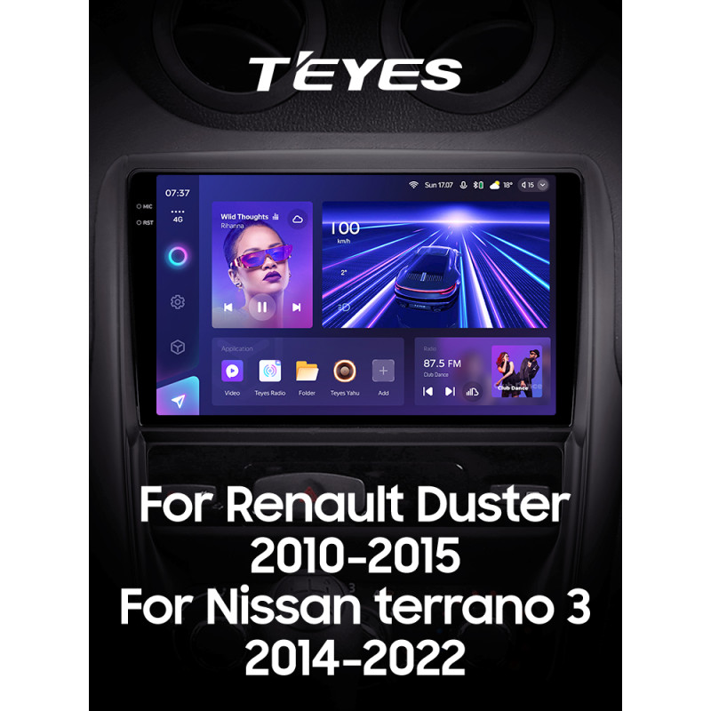 Štátní magnetofon Teyes CC3 6+128 GB pro Renault Duster 1 (2010–2015) a Nissan Terrano 3 (2014–2022), 9
