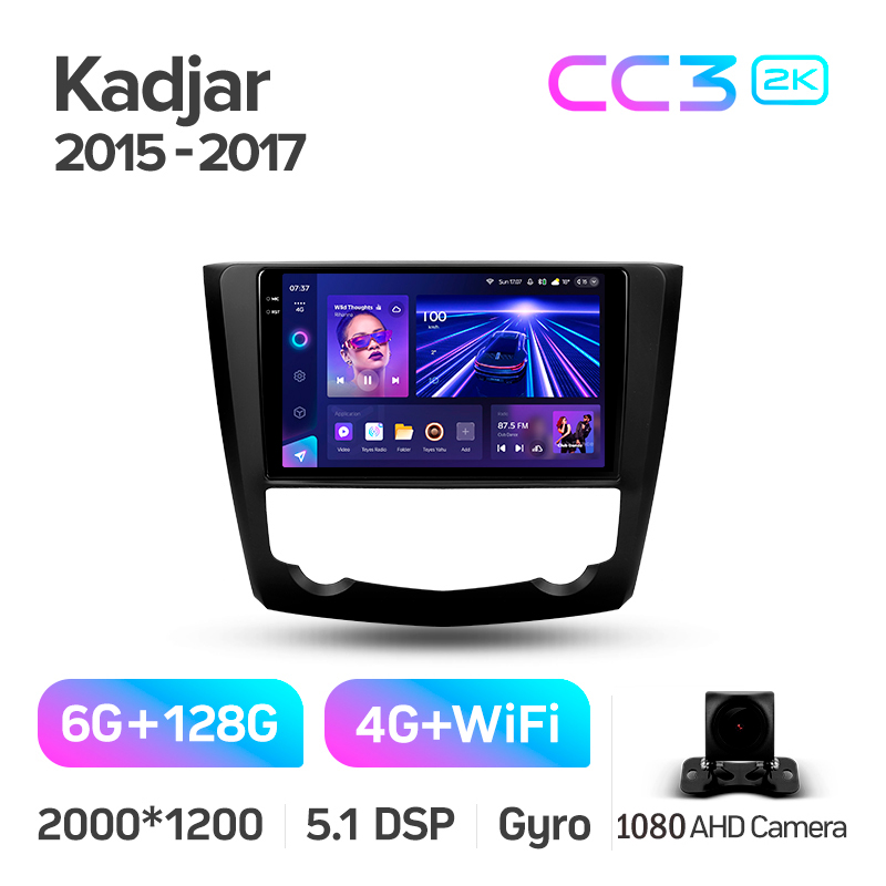 Android head unit Teyes CC3 6+128 Gb Renault Kadjar 2015-2017 9" 2k