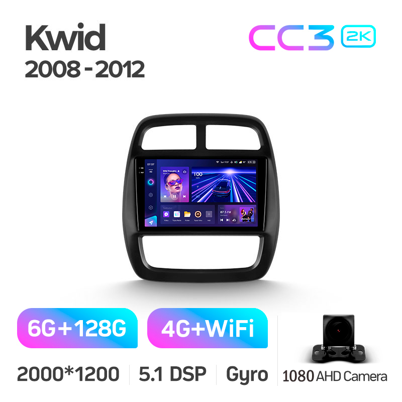 Android head unit Teyes CC3 6+128 Gb Renault KWID 2015-2019 9" 2k (L1)