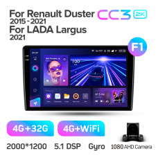 Android head unit Teyes CC3 4+32 Gb Renault Duster (F1) 2015-2021 / LADA Largus I 1 2021 9" 2k (L1)