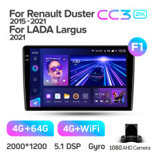 Android head unit Teyes CC3 4+64 Gb Renault Duster (F1) 2015-2021 / LADA Largus I 1 2021 9" 2k (L1)