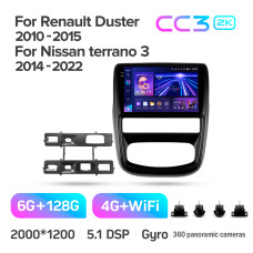 Android head unit Teyes CC3 6+128 Gb with 360° surround view° Renault Duster 1 2010-2015 For Nissan terrano 3 2014-2022 9" 2k