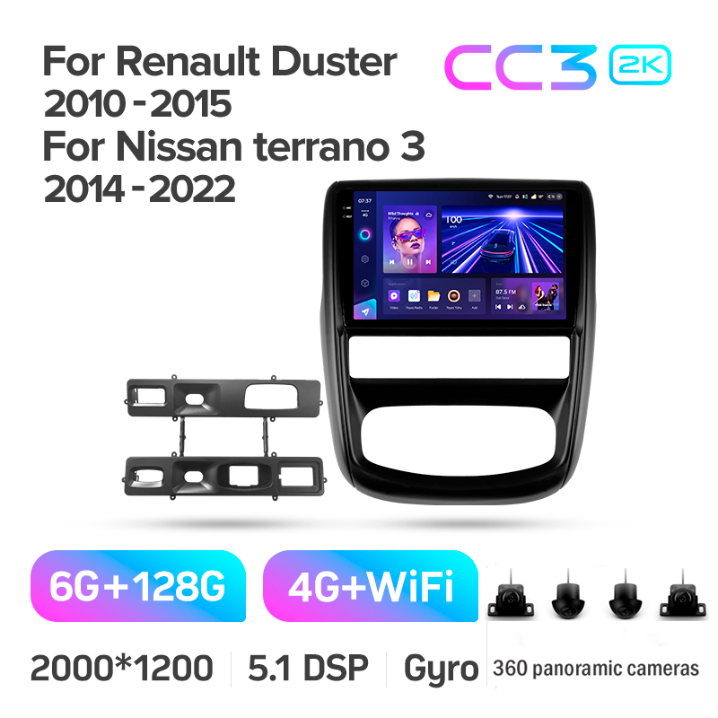 Android head unit Teyes CC3 6+128 Gb with 360° surround view° Renault Duster 1 2010-2015 For Nissan terrano 3 2014-2022 9" 2k