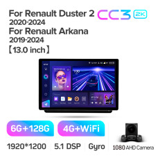 Android head unit Teyes CC3 6+128 Gb Renault Arkana 2019-2023 (F2) 13" 2k