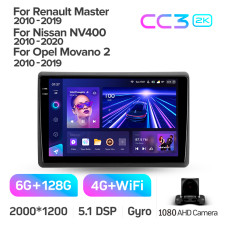 Android head unit Teyes CC3 6+128 Gb Renault Master 2010-2019 For Nissan NV400 2010-2020 For Opel Movano 2 2010-2019 (F1) 10" 2k