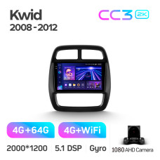 Android head unit Teyes CC3 4+64 Gb Renault KWID 2015-2019 9" 2k (L1)
