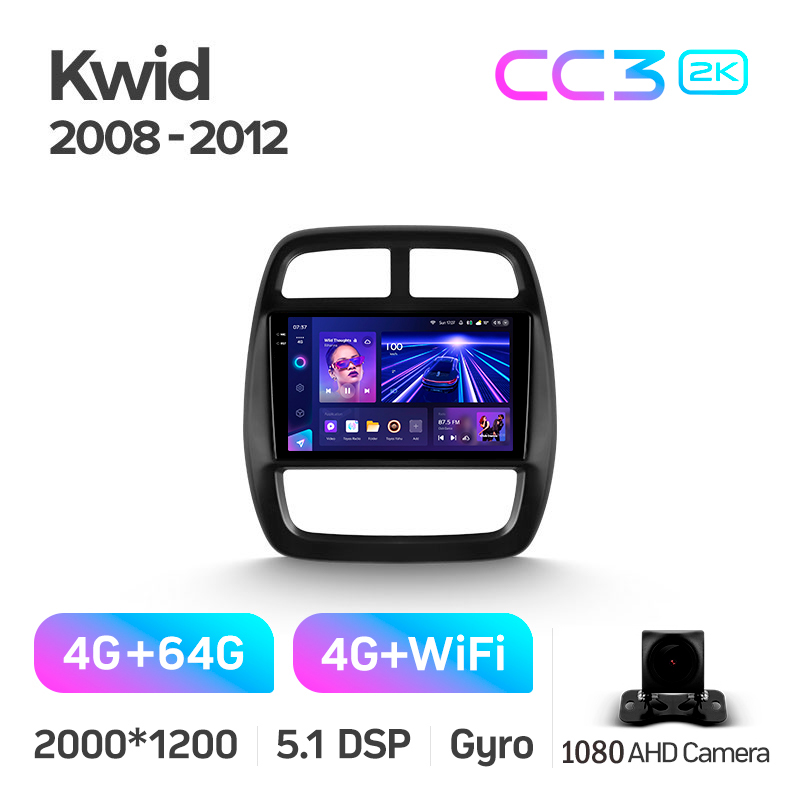 Android head unit Teyes CC3 4+64 Gb Renault KWID 2015-2019 9" 2k (L1)
