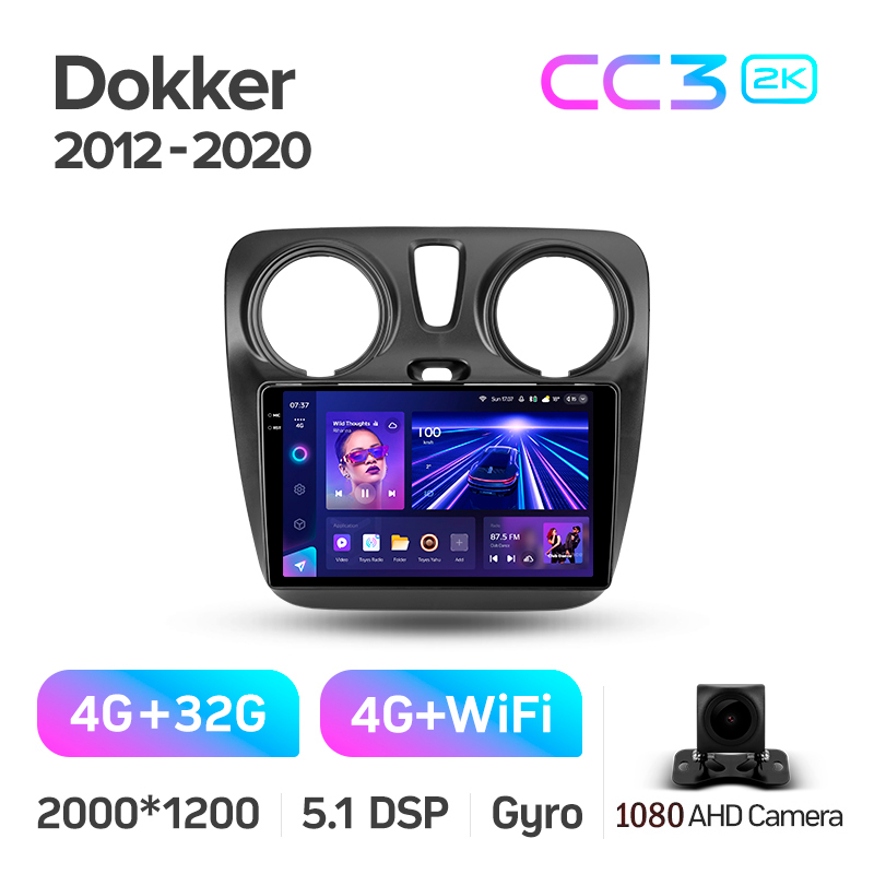 Android head unit Teyes CC3 4+32 Gb Renault Dokker 2012-2020 9" 2k