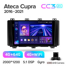 Android head unit Teyes CC3 4+64 Gb Seat Ateca Cupra 2016-2021 9" 2k