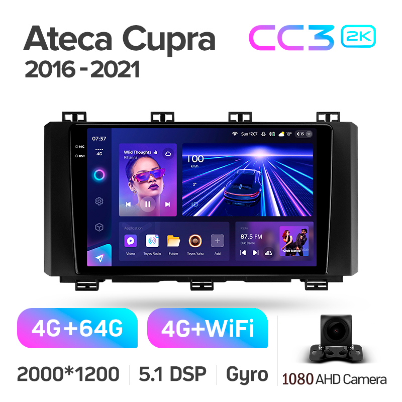Android head unit Teyes CC3 4+64 Gb Seat Ateca Cupra 2016-2021 9" 2k