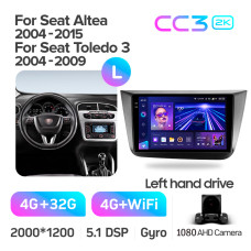 Android head unit Teyes CC3 4+32 Gb Seat Altea 5P (Left hand drive) 2004-2015 9" 2k