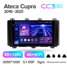 Android head unit Teyes CC3 6+128 Gb with 360° surround view° Seat Ateca Cupra 2016-2021 9" 2k
