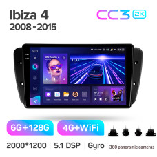 Android head unit Teyes CC3 6+128 Gb with 360° surround view° Seat Ibiza 6J 2008-2015 9" 2k