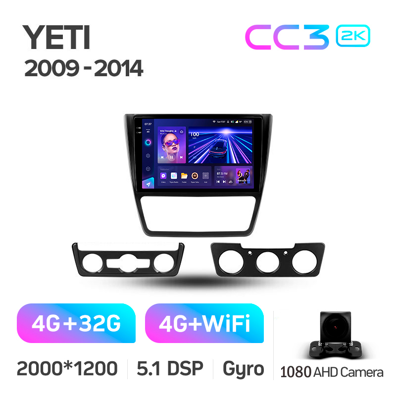 Android head unit Teyes CC3 4+32 Gb Skoda Yeti 5L 2009-2014 10" 2k