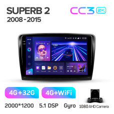 Android head unit Teyes CC3 4+32 Gb Skoda Superb 2 B6 2008-2015 10" 2k