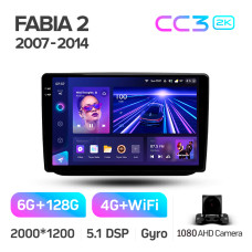 Android head unit Teyes CC3 6+128 Gb Skoda Fabia 2 2007-2014 10" 2k