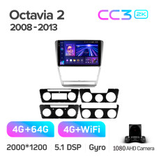 Android head unit Teyes CC3 4+64 Gb Skoda Octavia 2 A5 2008-2013 10" silver 2k