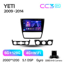 Android head unit Teyes CC3 6+128 Gb Skoda Yeti 5L 2009-2014 10" 2k