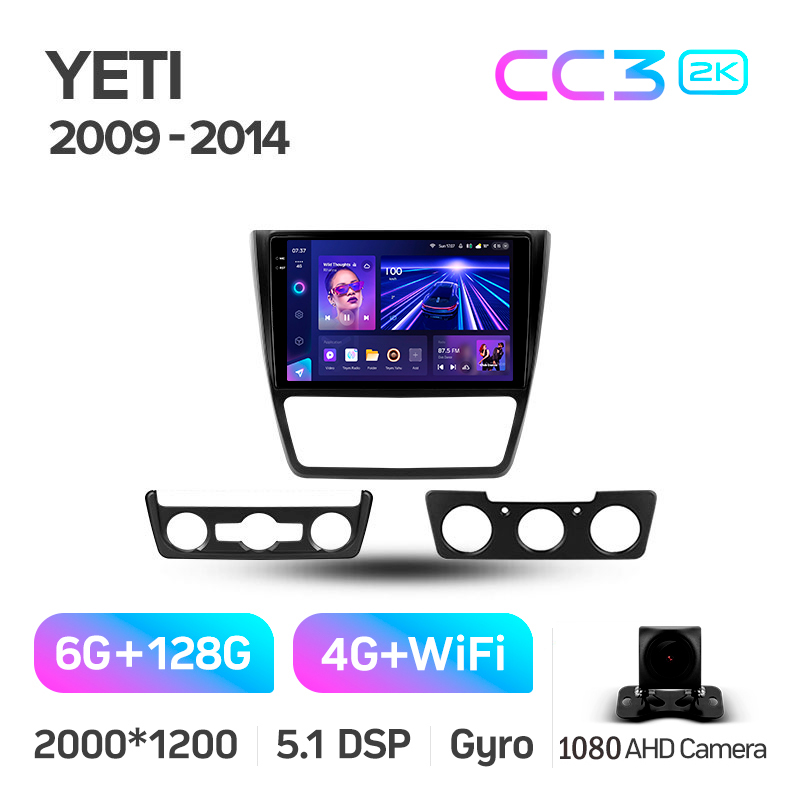 Android head unit Teyes CC3 6+128 Gb Skoda Yeti 5L 2009-2014 10" 2k