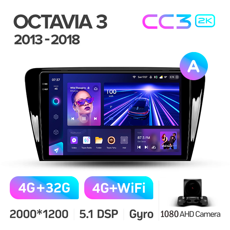 Android head unit Teyes CC3 4+32 Gb Skoda Octavia 3 A7 2013-2018 (A) 10" 2k