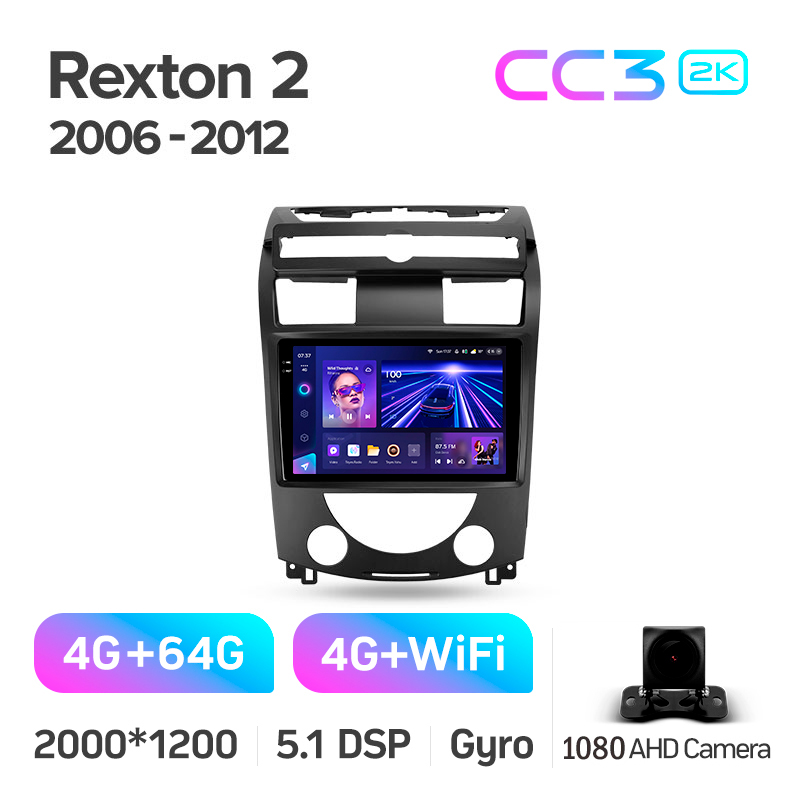 Android head unit Teyes CC3 4+64 Gb SsangYong Rexton Y250 II 2 2006 - 2012 10" 2k (L1)