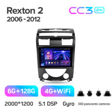 Android head unit Teyes CC3 6+128 Gb with 360° surround view° SsangYong Rexton Y250 II 2 2006 - 2012 10" 2k (L1)
