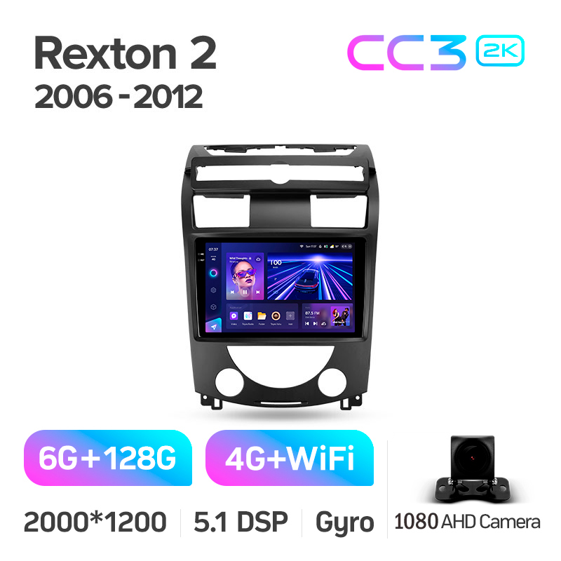 Android head unit Teyes CC3 6+128 Gb SsangYong Rexton Y250 II 2 2006 - 2012 10" 2k (L1)