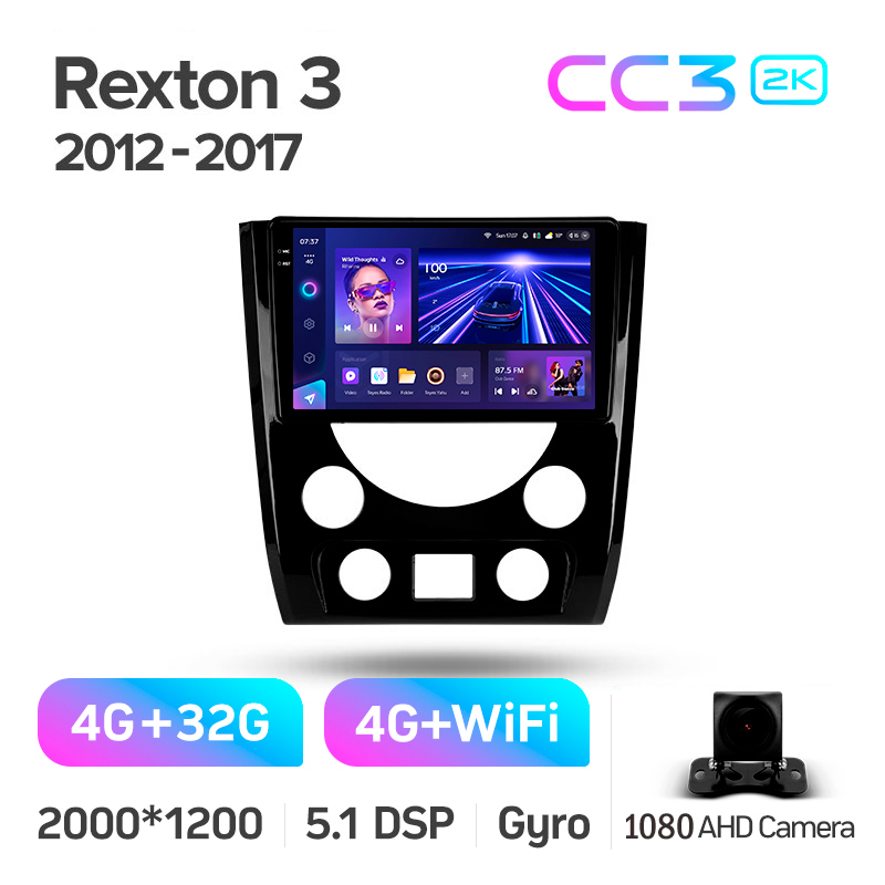 Android head unit Teyes CC3 4+32 Gb SsangYong Rexton Y290 III 3 2012-2017 9" 2k