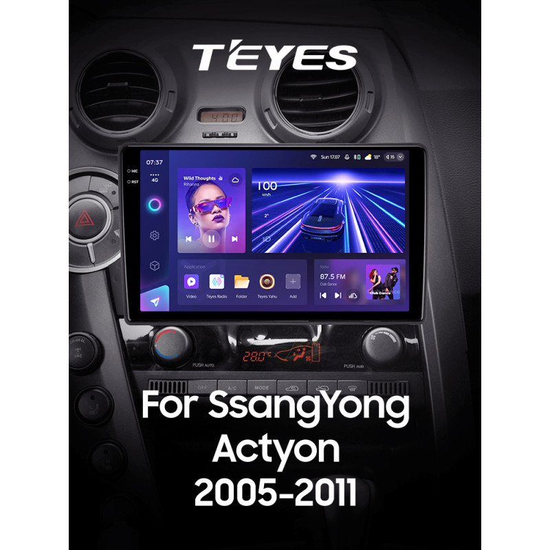 Android head unit Teyes CC3 4+32 Gb SsangYong Actyon C100 2005-2011 9" 2k