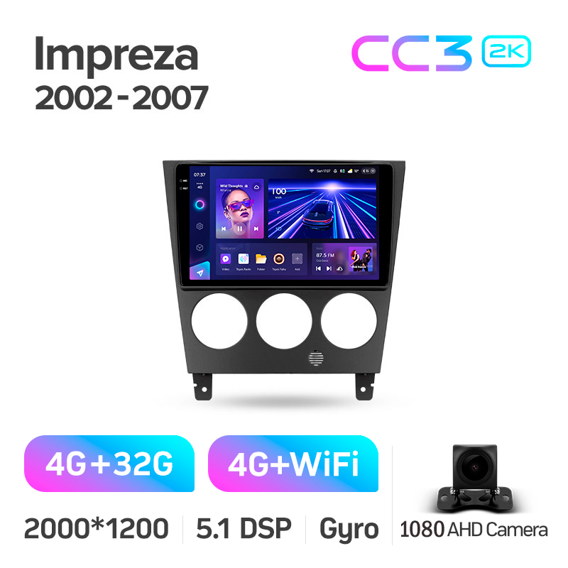 Android head unit Teyes CC3 4+32 Gb Subaru Impreza GD GG 2002-2007 9" 2k