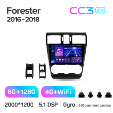Android head unit Teyes CC3 6+128 Gb with 360° surround view° Subaru Forester SJ 2015-2018 9" 2k