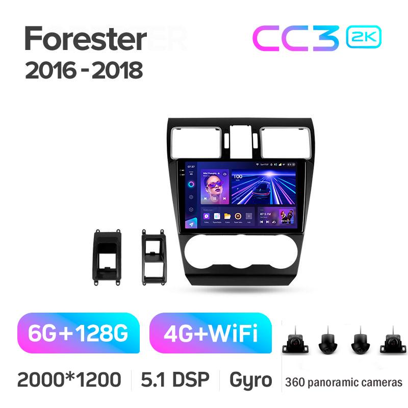 Android head unit Teyes CC3 6+128 Gb with 360° surround view° Subaru Forester SJ 2015-2018 9" 2k