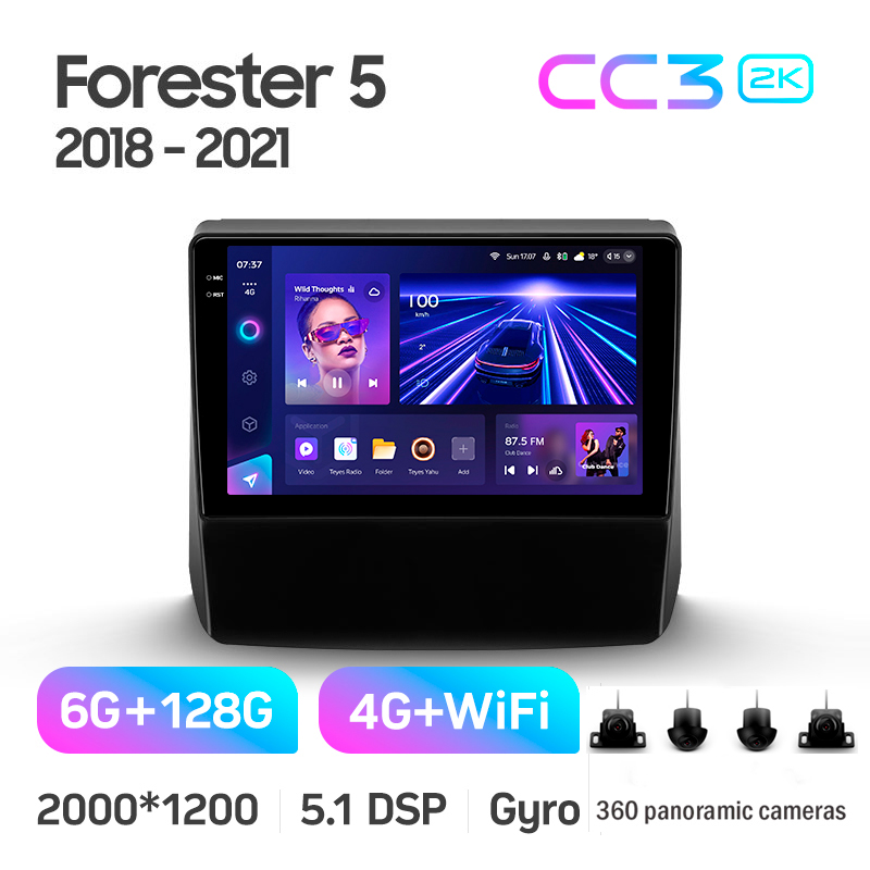 Android head unit Teyes CC3 6+128 Gb with 360° surround view° Subaru Forester 5 2018-2023 9" 2k