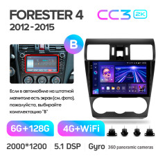 Android head unit Teyes CC3 6+128 Gb with 360° surround view° Subaru Forester 4 SJ 2012-2015 (B) 9" 2k