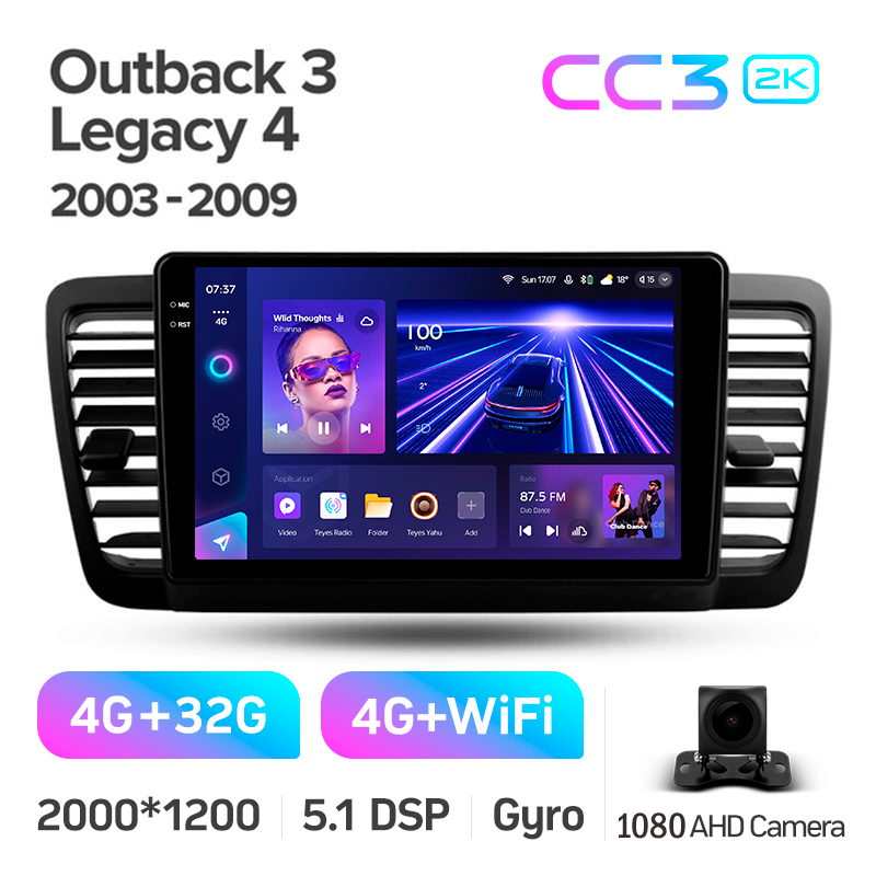 Android head unit Teyes CC3 4+32 Gb Subaru Outback 3 Legacy 4 2003-2009 9" 2k