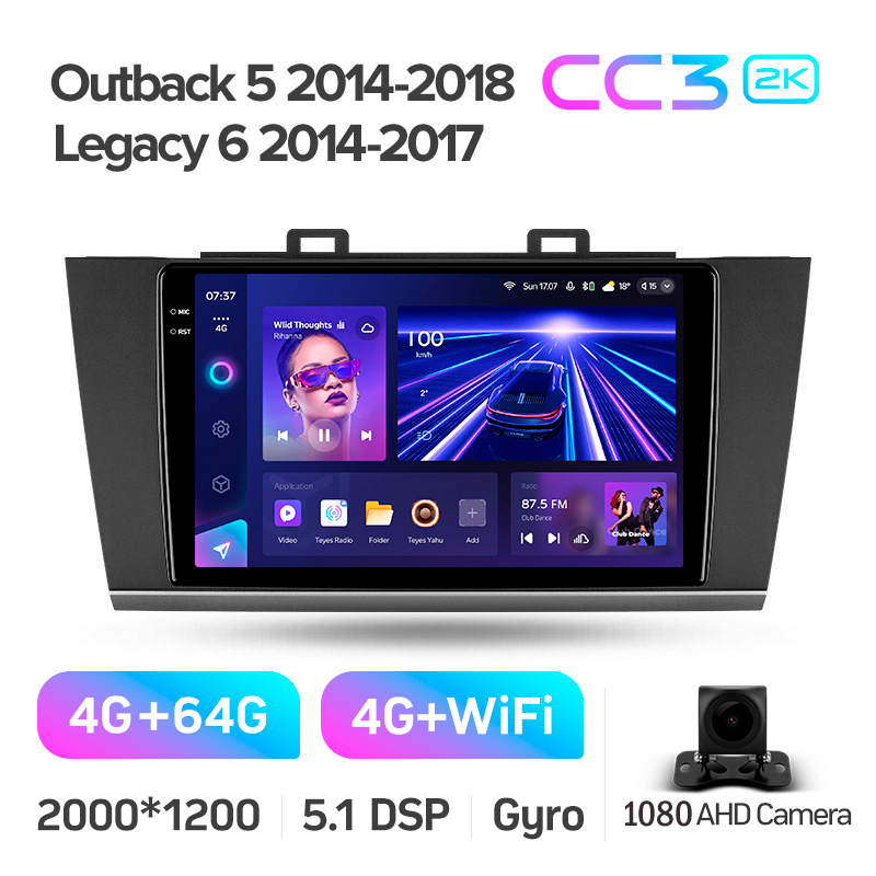 Android head unit Teyes CC3 4+64 Gb Subaru Outback 5 2014-2018 Legacy 6 2014-2017 9" 2k (L1)