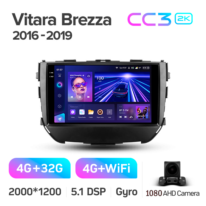 Android head unit Teyes CC3 4+32 Gb Suzuki Vitara Brezza 2016-2019 9" 2k