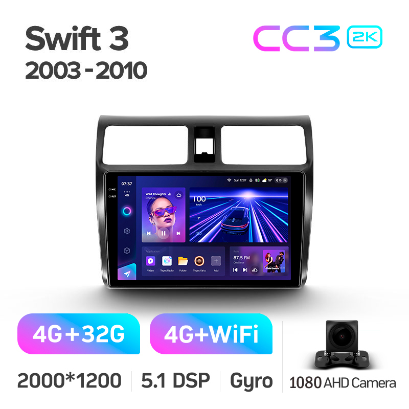 Android head unit Teyes CC3 4+32 Gb Suzuki Swift 3 2003-2010 10" 2k